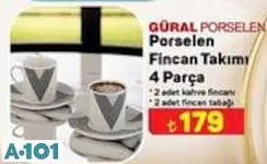 GÜRAL PORSELEN FİNCAN TAKIMI 4 PARÇA